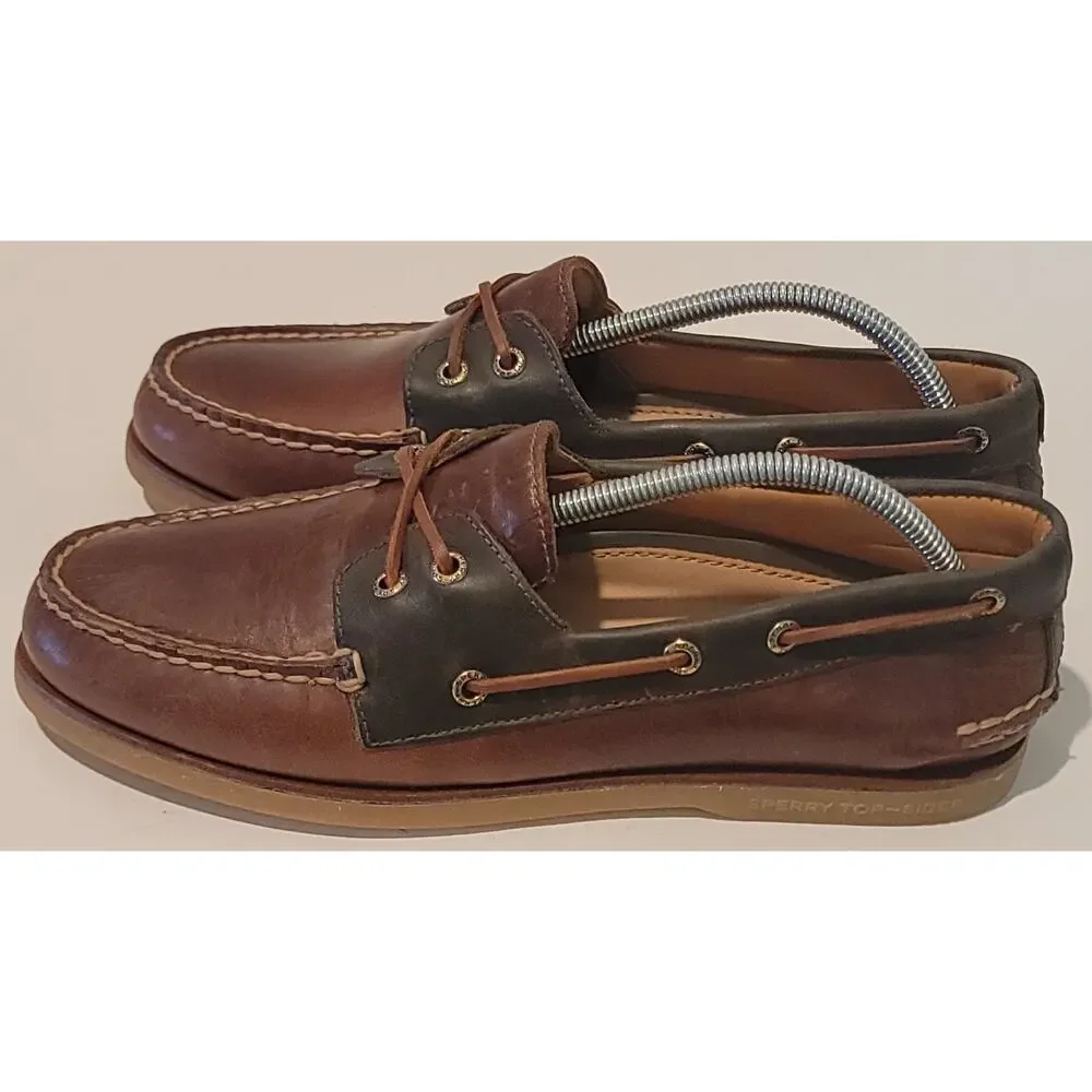 NWOB Sperry Gold Cup Authentic Original 2Eye MEN'S Tan Leather Boat Shoes SZ 9M